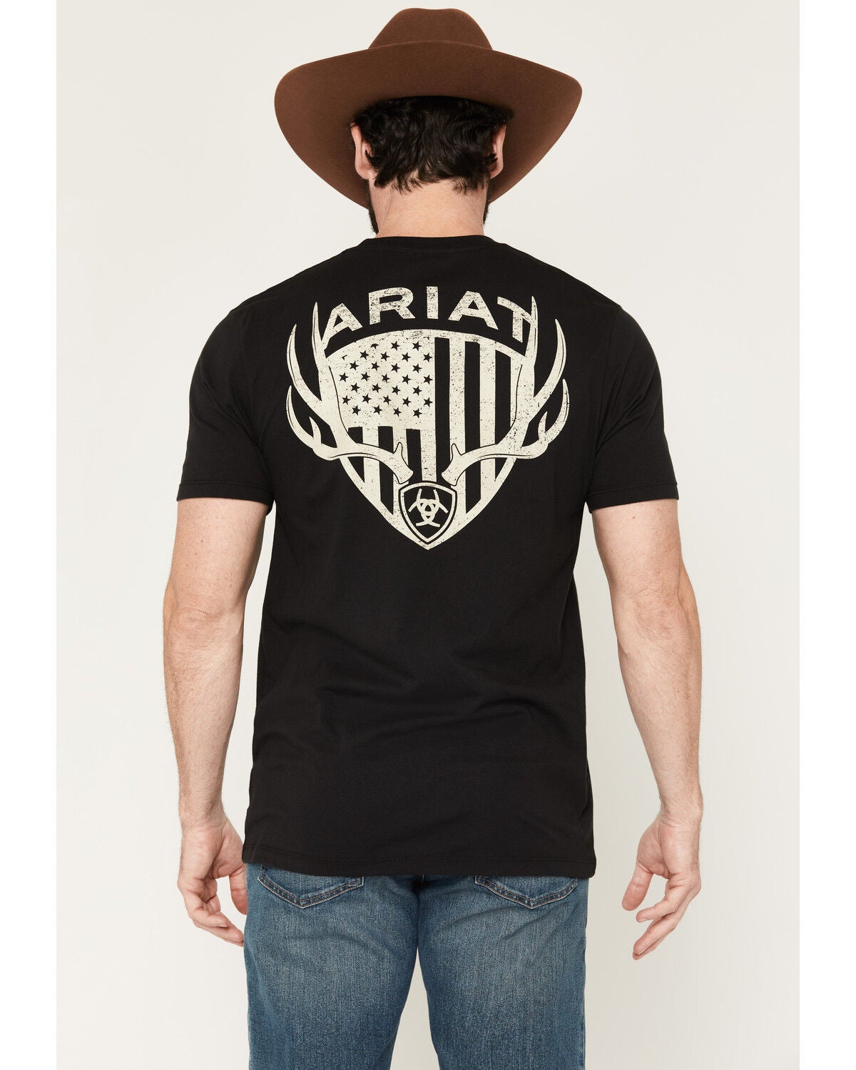 Image #1 - Ariat Men's Euromount Patriot Short Sleeve Graphic T-Shirt, Black, hi-res