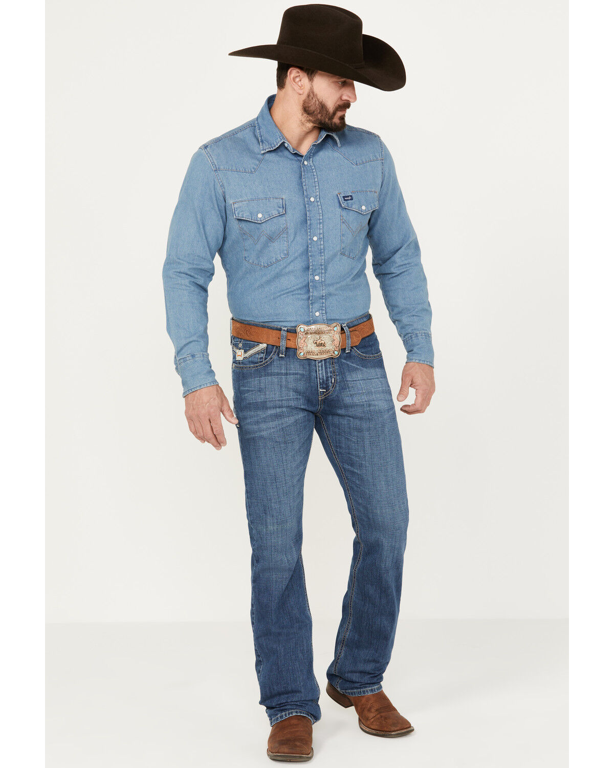 Image #1 - Cinch Men's Ian Medium Stonewash Slim Boot Performance Stretch Denim Jeans, Indigo, hi-res