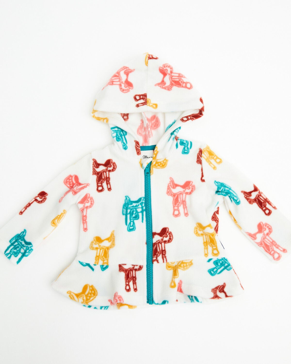Image #1 - Wrangler Infant Girls' Saddle Print Fleece Zip-Up Hooded Jacket, White, hi-res