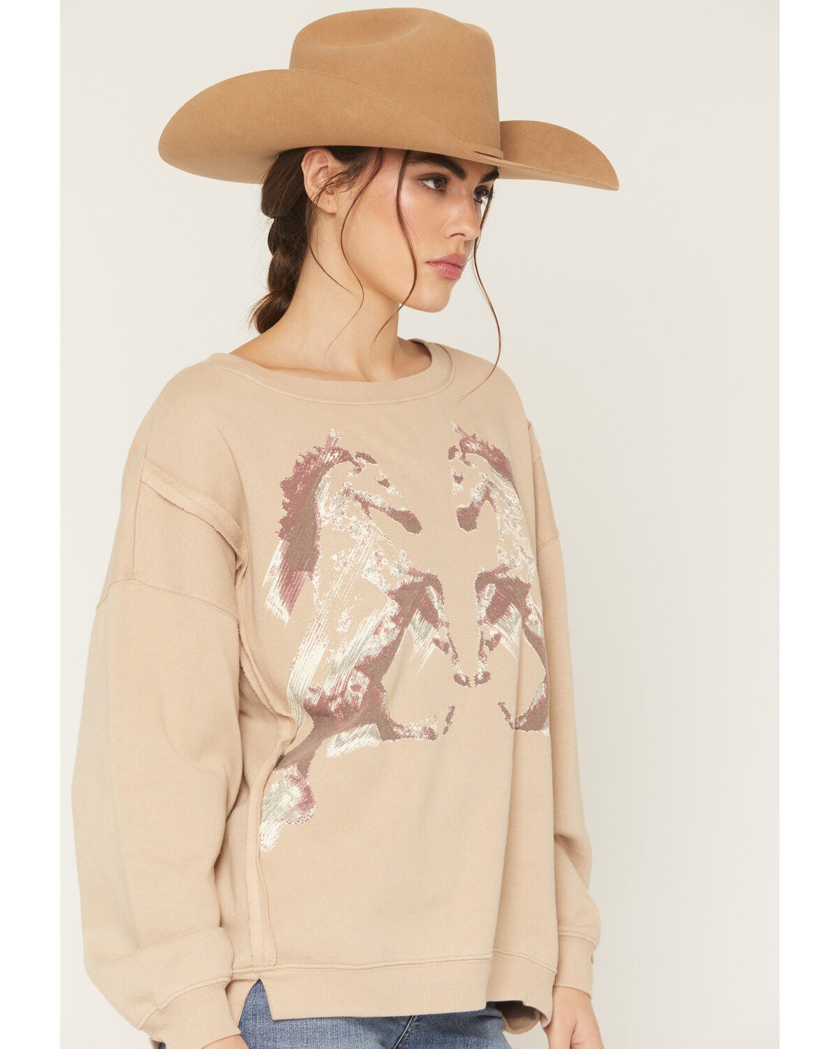 Image #2 - Shyanne Women's Horse Graphic Sweatshirt, Khaki, hi-res