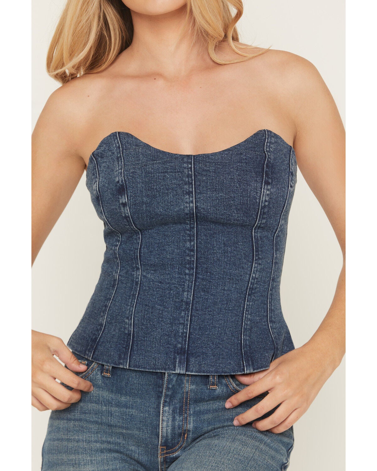 Image #5 - Cleo + Wolf Women's Medium Wash Cleo Strapless Denim Corset, Medium Wash, hi-res