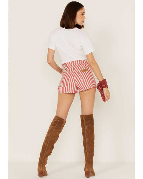 Image #3 - Wrangler Women's Striped Print High Rise Carpenter Shorts, Red, hi-res