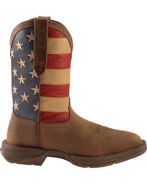 Image #3 - Durango Rebel Men's American Flag Western Boots - Steel Toe, Brown, hi-res