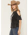 Image #2 - White Crow Women's Run Wild Cold Shoulder Short Sleeve Graphic Tee, Black, hi-res
