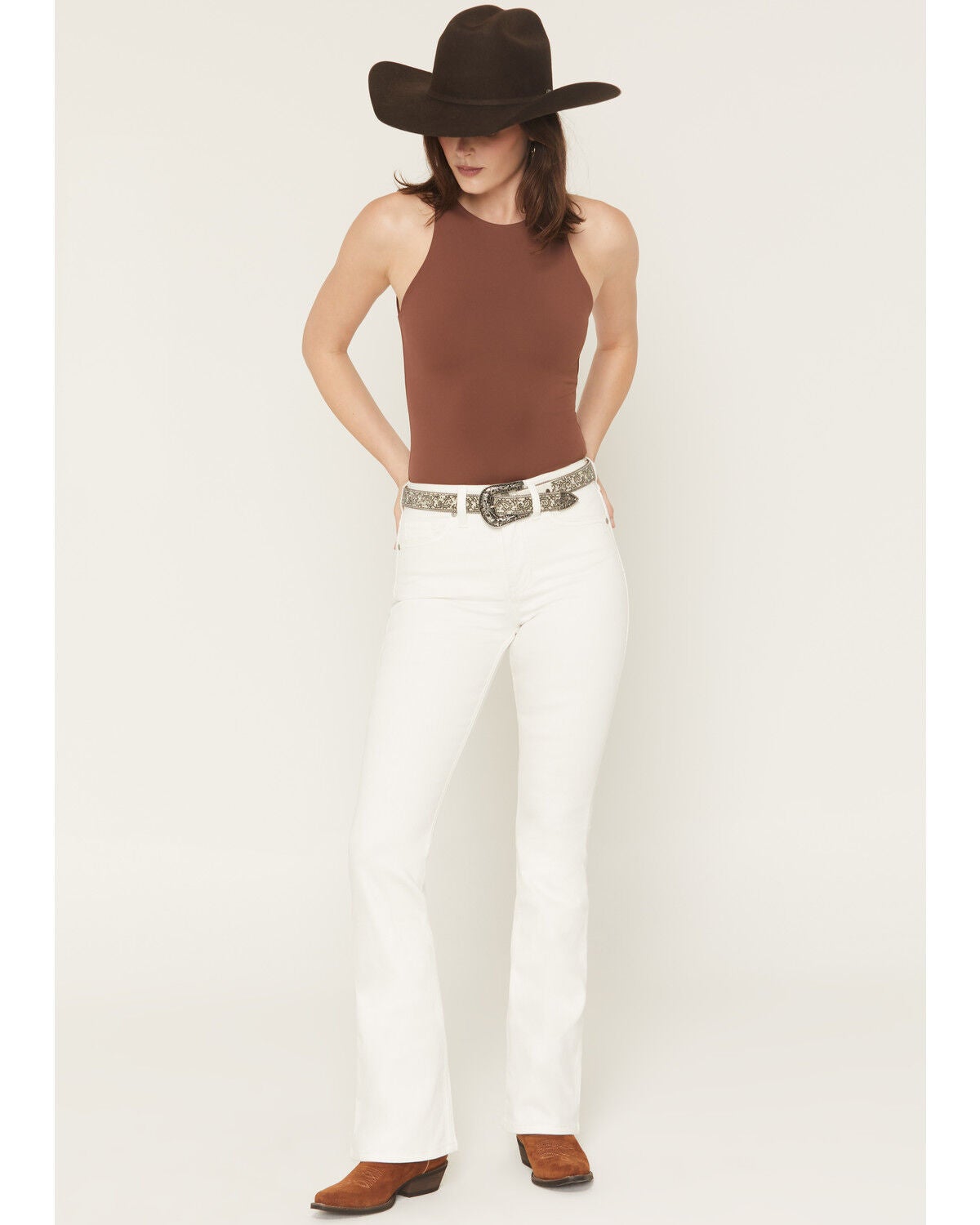 Image #4 - Shyanne Women's Stasia Rhinestone Paisley Print Belt, White, hi-res