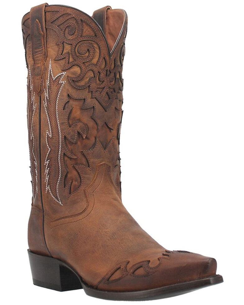 Dan Post Men's Denton All-Over Overlay Western Boots - Snip Toe , Tan, hi-res