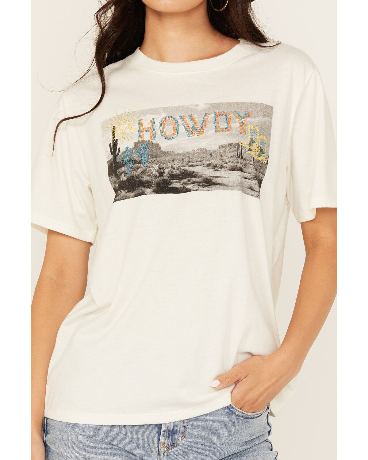 Image #3 - Shyanne Women's Howdy Photo Short Sleeve Graphic Tee, Cream, hi-res