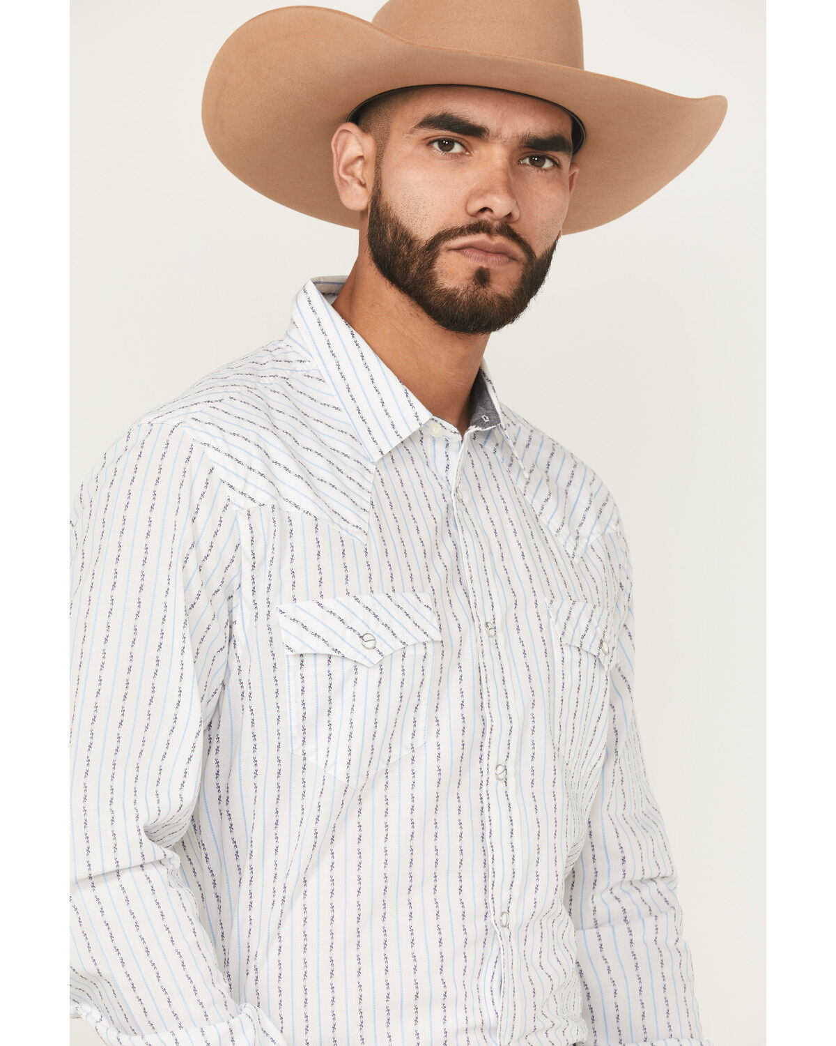 Image #2 - Cody James Men's Wild West Striped Long Sleeve Snap Western Shirt, White, hi-res