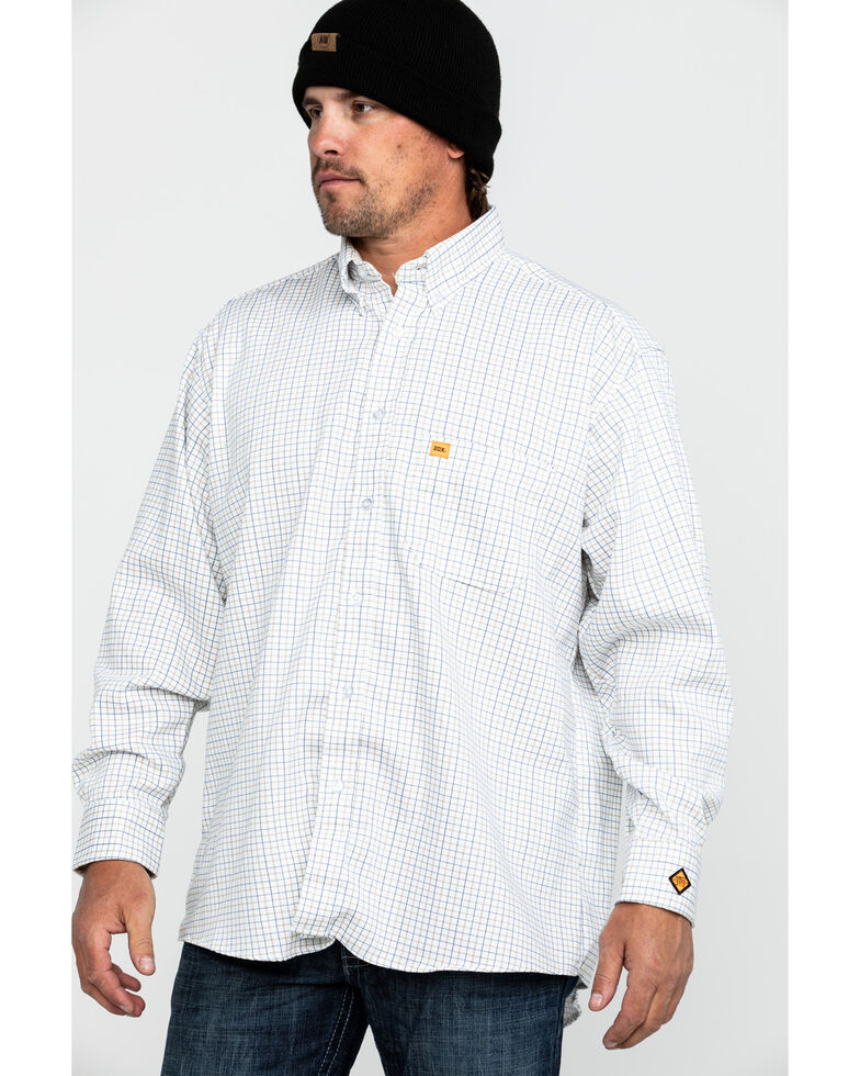 Wrangler 20X Men's FR Mini Check Plaid Long Sleeve Work Shirt - Big , Blue, hi-res