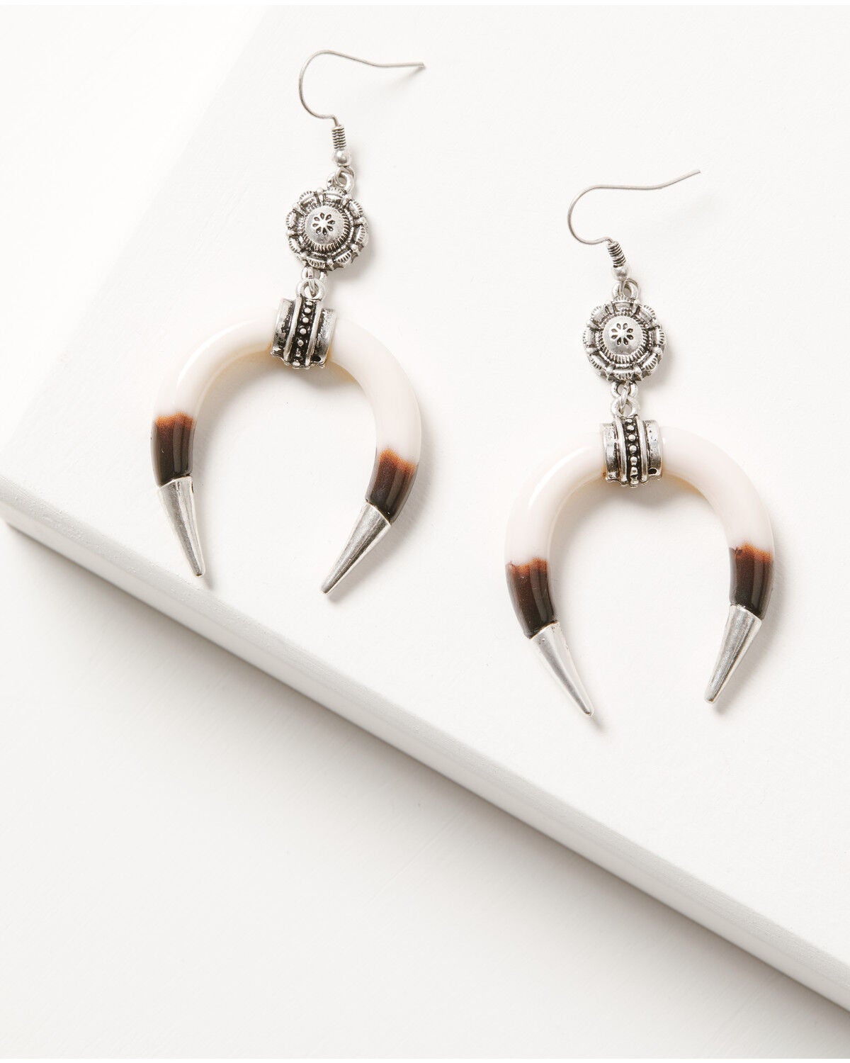 Image #1 - Idyllwind Women's Bone Crescent Statement Earrings, Silver, hi-res