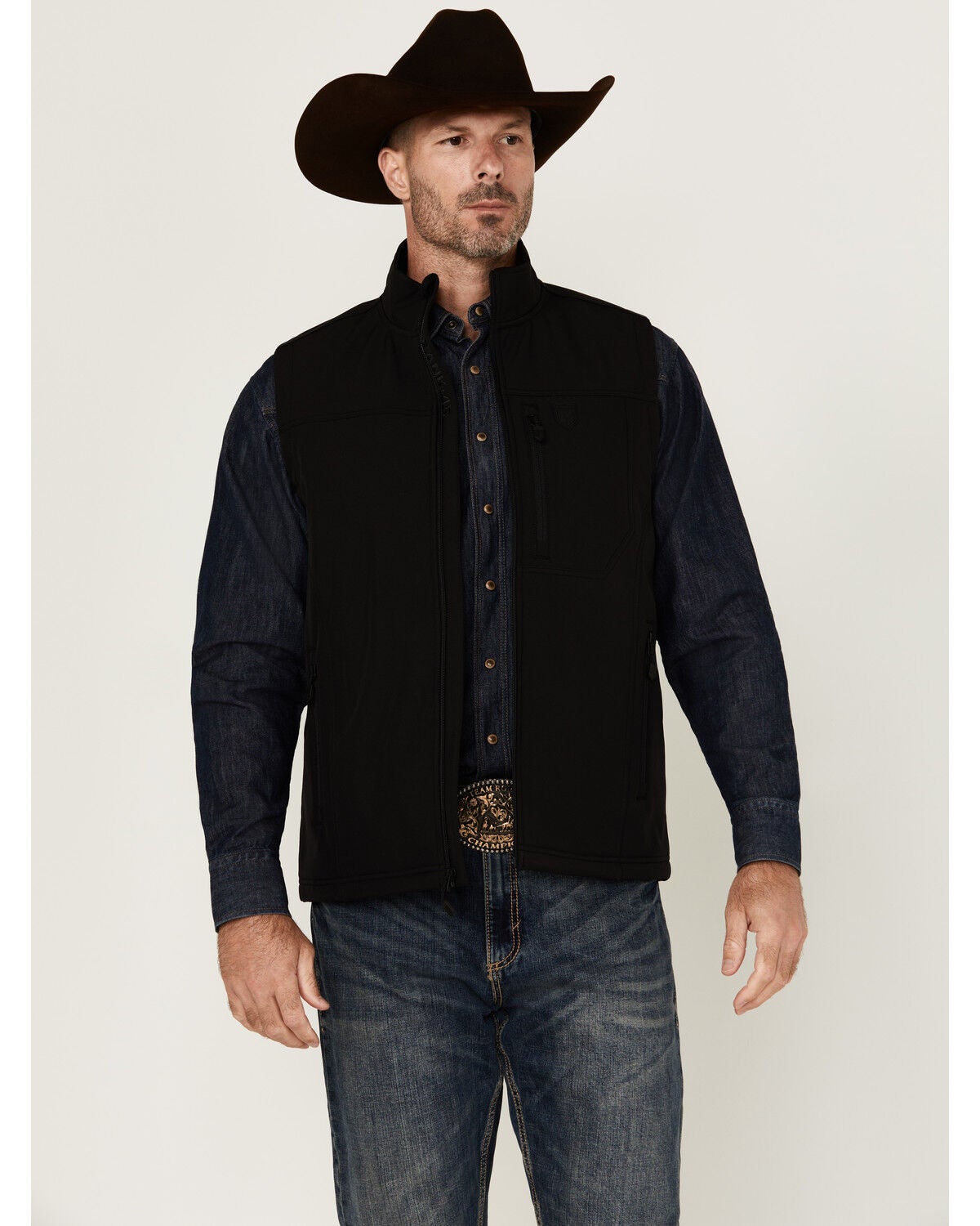 RANK 45&reg; Men's Hadwick Softshell Vest - Tall, Black, hi-res