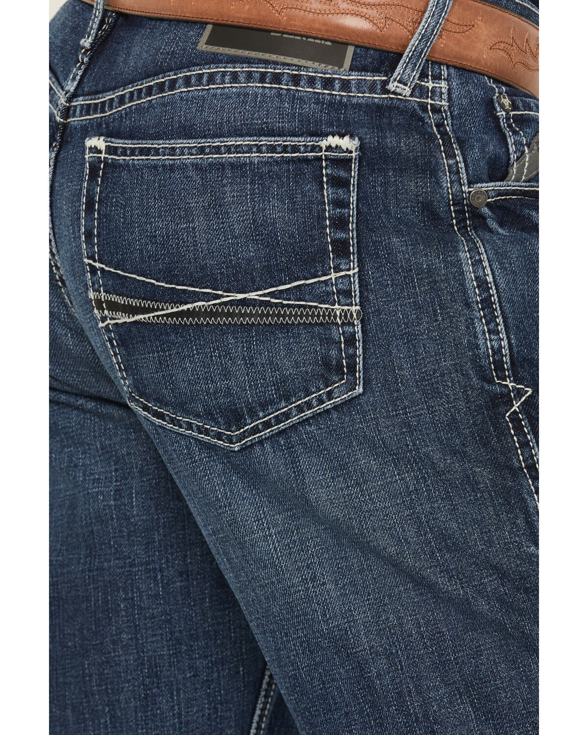Image #4 - Ariat Men's M2 Camilo Dark Wash Relaxed Bootcut Rigid Denim Jeans, Dark Wash, hi-res