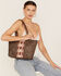 Shyanne Women's Tooled Southwestern Tote Bag, Brown, hi-res