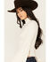 Shyanne Women's Rib Knit Mock Neck Bell Sleeve Top , Cream, hi-res