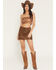Image #1 - Show Me Your Mumu Women's Maverick Faux Leather Belted Mini Skirt, Chestnut, hi-res