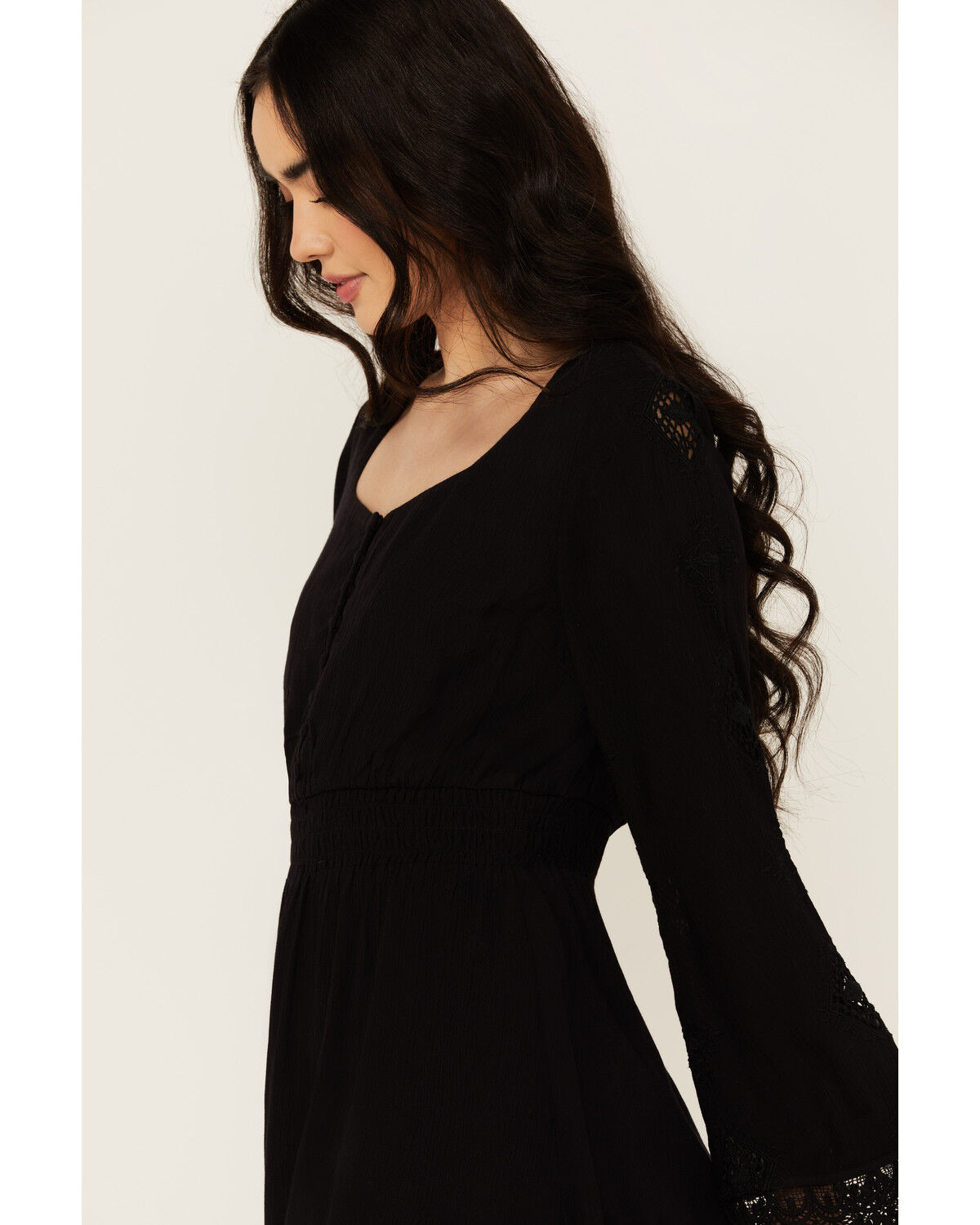 Image #2 - Idyllwind Women's Scotts Lace Long Sleeve Mini Dress, Black, hi-res