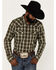 Image #1 - Cody James Men's Lost Trail Plaid Print Long Sleeve Snap Western Shirt - Big & Tall, Olive, hi-res