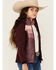 Image #2 - Hooey Girls' Port Striped Quilted Softshell Jacket, Black, hi-res