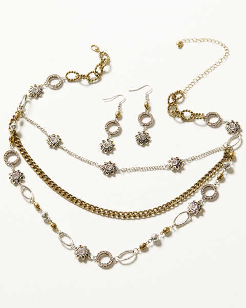 Image #1 - Shyanne Women's Champagne Chateau Jasper Multilayered Necklace & Earrings Set, Multi, hi-res