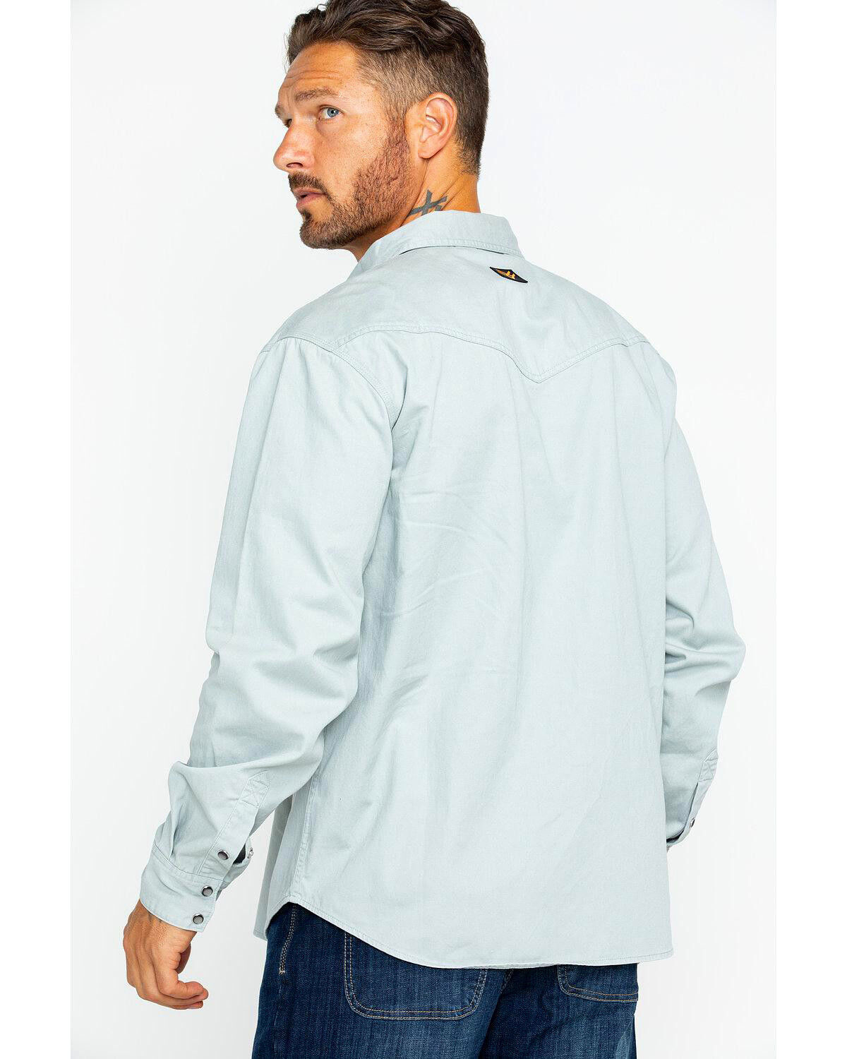 Image #2 - Hawx Men's Twill Pearl Snap Long Sleeve Western Work Shirt - Tall, Grey, hi-res