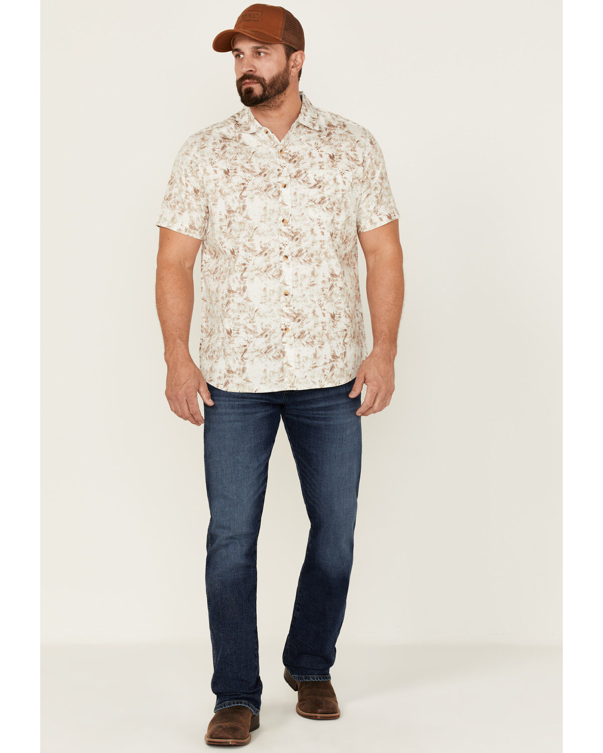 Image #2 - North River Men's Floral Print Short Sleeve Button Down Western Shirt, White, hi-res