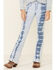 Rock & Roll Denim Girls' Light Wash Tie-Dye Fray Hem Trouser Jeans , Blue, hi-res