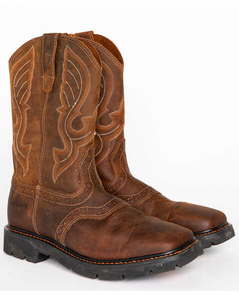 Cody James Men's Mustang Western Work Boots - Soft Toe, Brown, hi-res