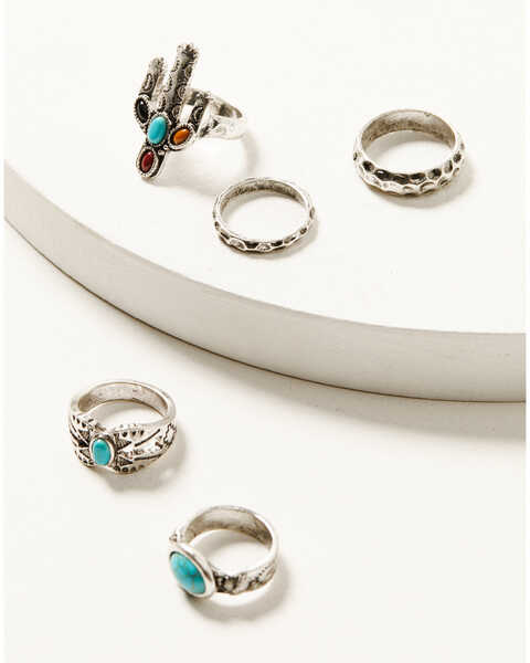 Image #1 - Shyanne Women's Dakota Silver Cactus 5-Piece Ring Set, Silver, hi-res