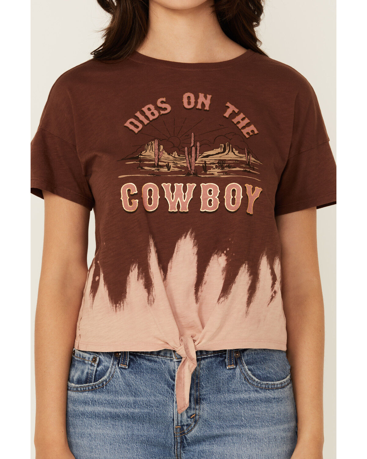 Image #3 - Shyanne Women's Dibs On The Cowboy Tie Dye Short Sleeve Graphic Tee, Medium Brown, hi-res
