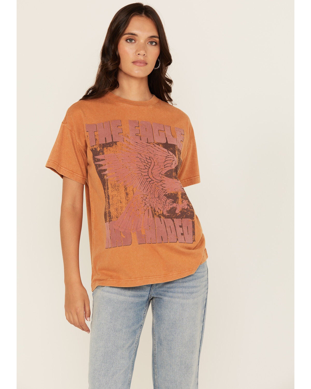 Cleo + Wolf Women's Eagle Short Sleeve Boyfriend Graphic Tee, Rust Copper, hi-res