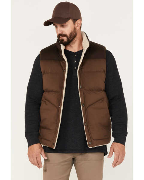 Image #1 - Brothers and Sons Men's Reversible Sherpa Down Vest, Brown, hi-res