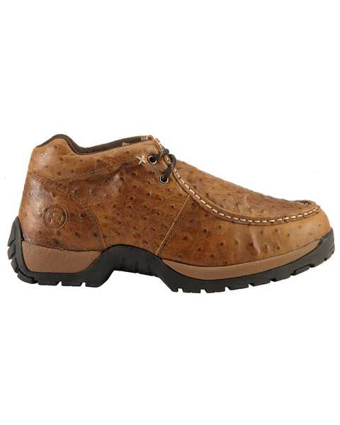 Image #2 - Roper Men's Ostrich Print Rugged Sole Shoes, Brown, hi-res