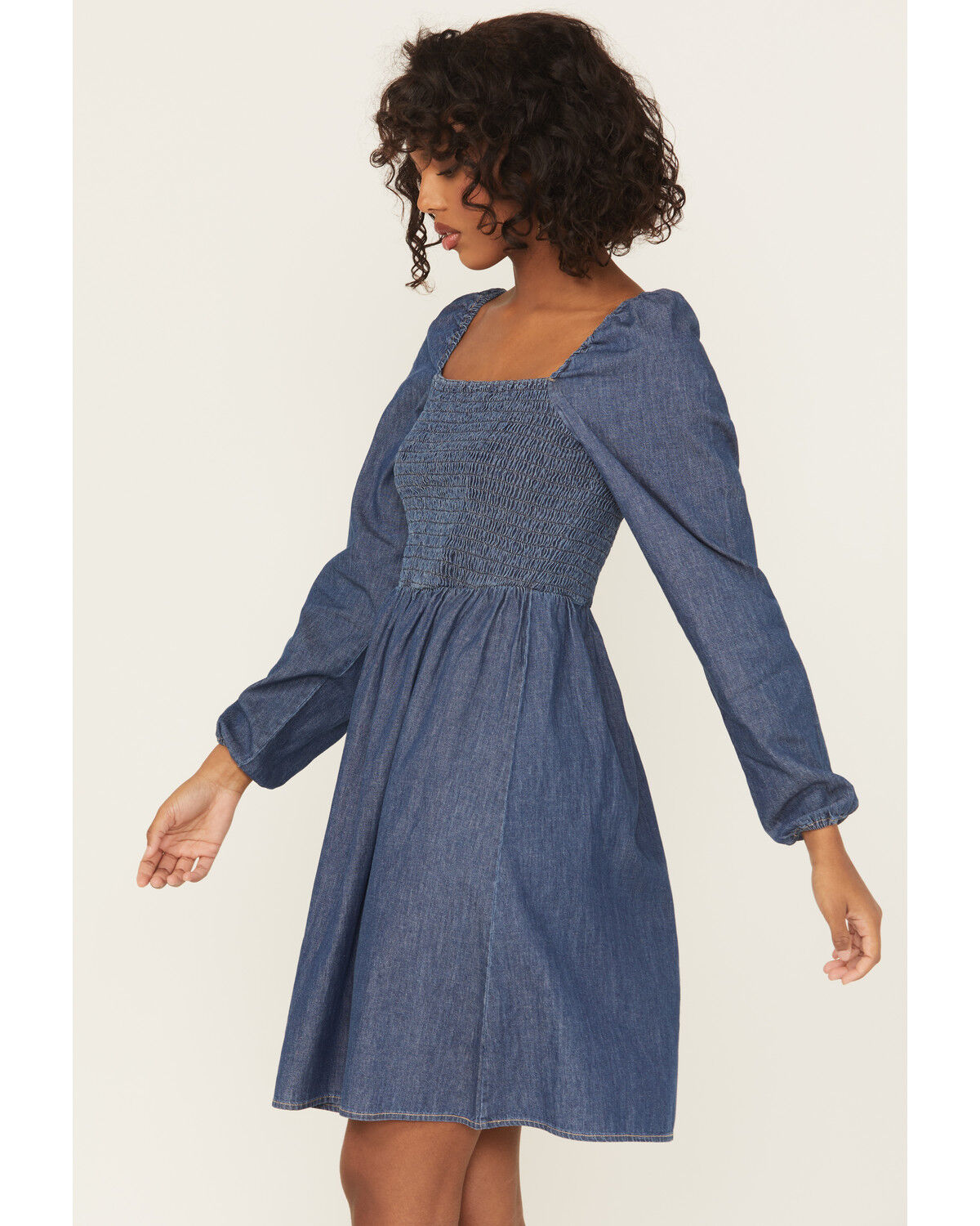 Image #2 - Wrangler Retro Women's Dark Wash Long Sleeve Denim Mini Dress, Dark Wash, hi-res