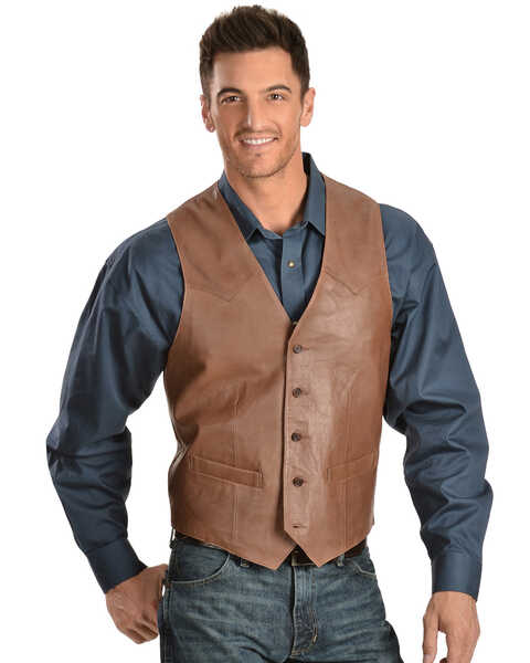 Image #2 - Scully Lamb Leather Vest - Big, Brown, hi-res