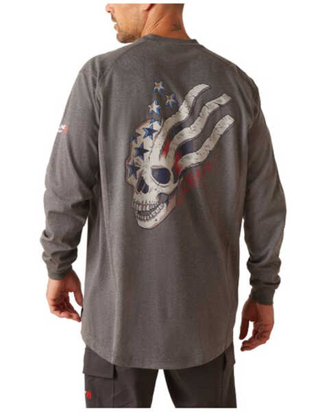 Image #1 - Ariat Men's FR Air USA Scream Long Sleeve Work T-Shirt, Charcoal, hi-res