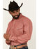 Image #2 - Wrangler Men's Vintage Chambray Solid Long Sleeve Snap Western Shirt, Red, hi-res