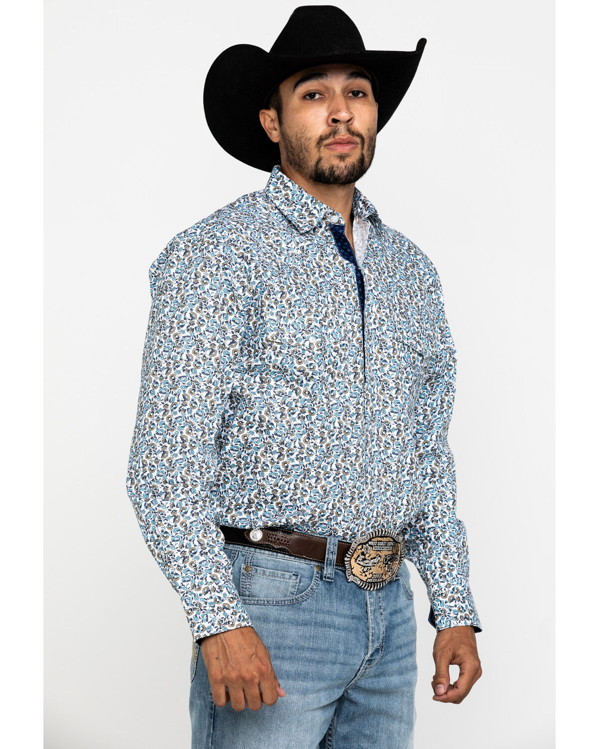 Image #3 - Resistol Men's Tavares Floral Geo Print Long Sleeve Western Shirt, , hi-res