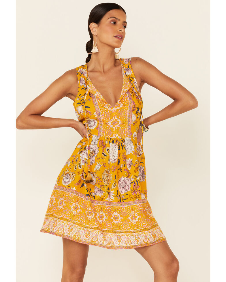 Band of Gypsies Women's Mustard Bessie Dress, Mustard, hi-res