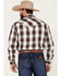 Image #4 - Stetson Men's Fancy Dobby Plaid Print Long Sleeve Snap Western Shirt, Wine, hi-res