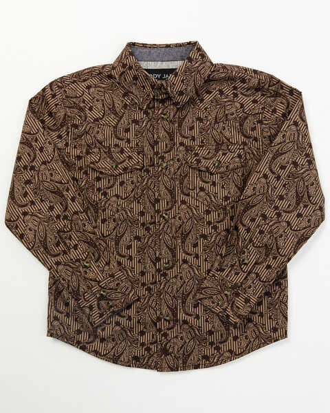 Cody James Toddler Boys' Paisley Print Long Sleeve Snap Shirt, Brown, hi-res