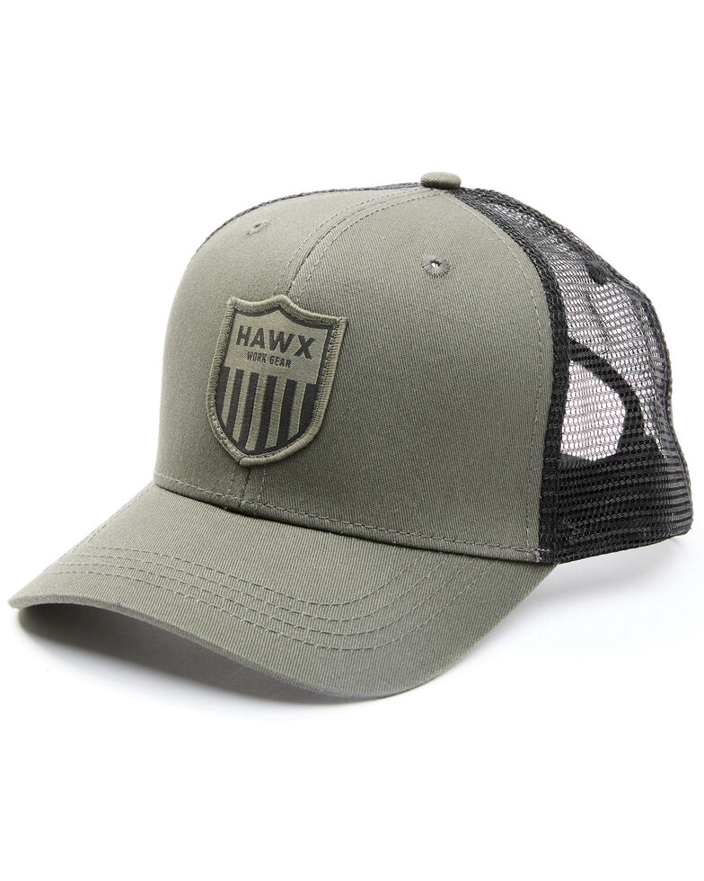 Hawx Men's Olive Shield Logo Patch Mesh-Back Ball Cap , Olive, hi-res