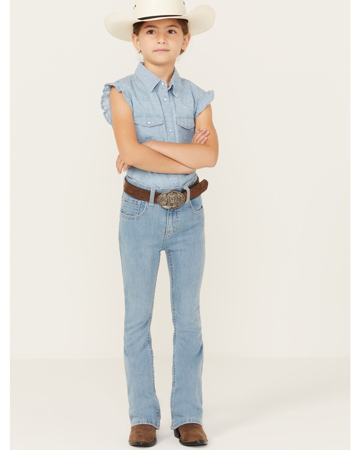 Shyanne Little Girls' Light Wash Riding Jeans, Light Wash, hi-res