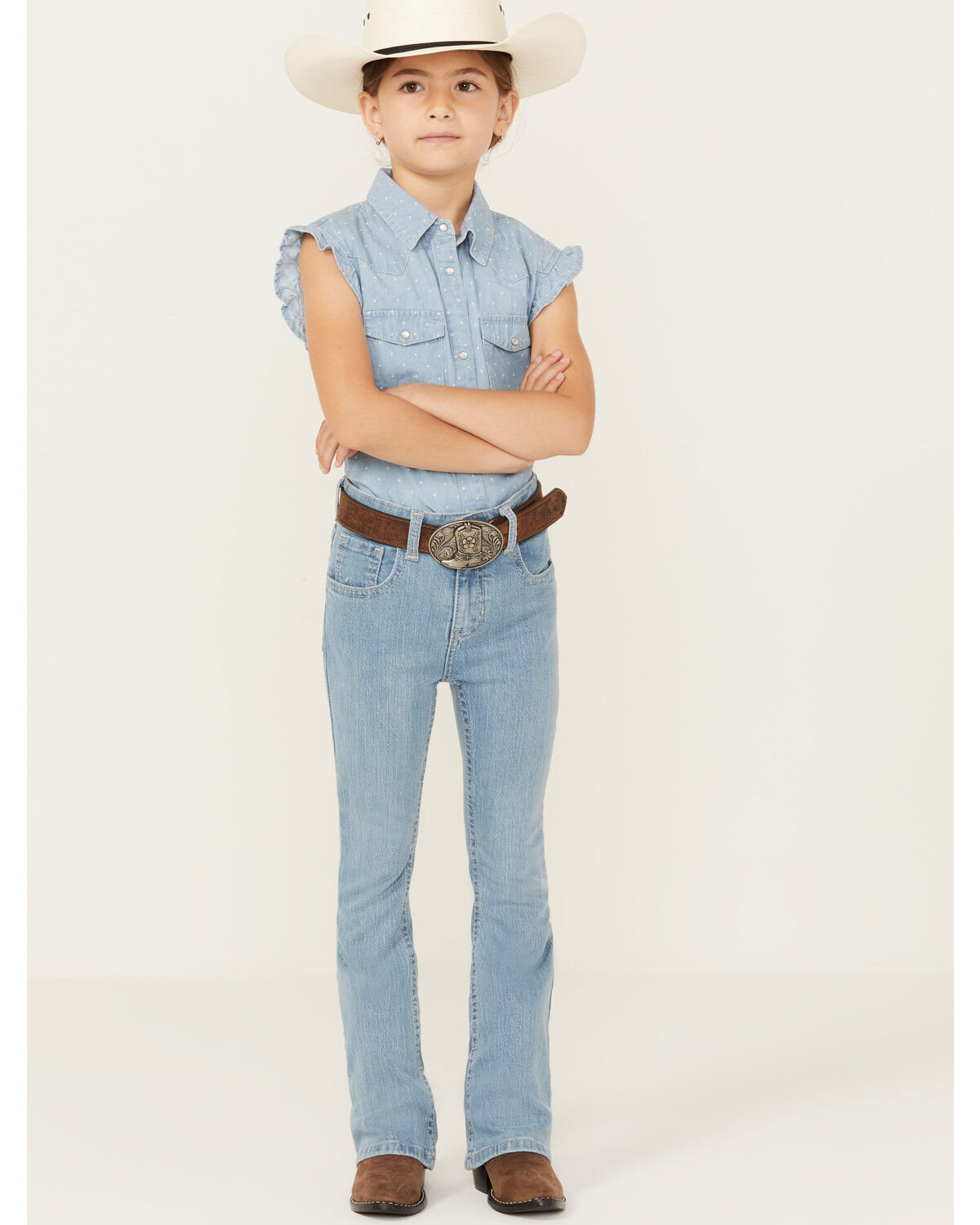 Image #1 - Shyanne Little Girls' Light Wash Riding Jeans, Light Wash, hi-res