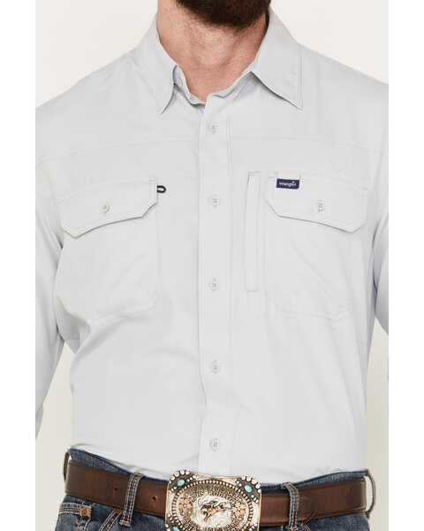 Image #3 - Wrangler Men's Performance Long Sleeve Button-Down Shirt - Tall, Light Grey, hi-res
