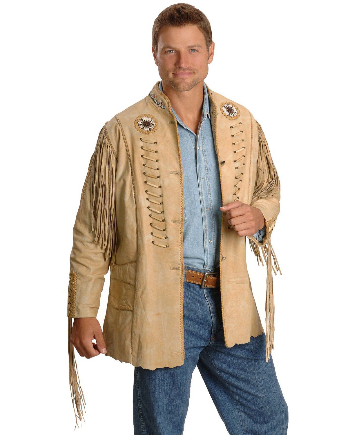 Kobler Zapata Fringed Leather Jacket, Cream, hi-res