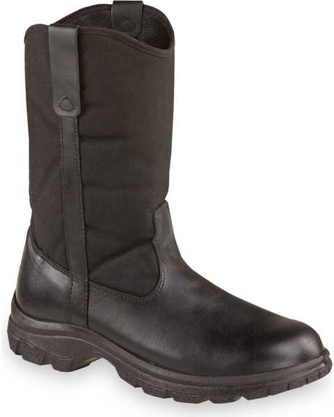 Thorogood Men's 10" SoftStreets Wellington Made In The USA Work Boots - Soft Toe, Black, hi-res