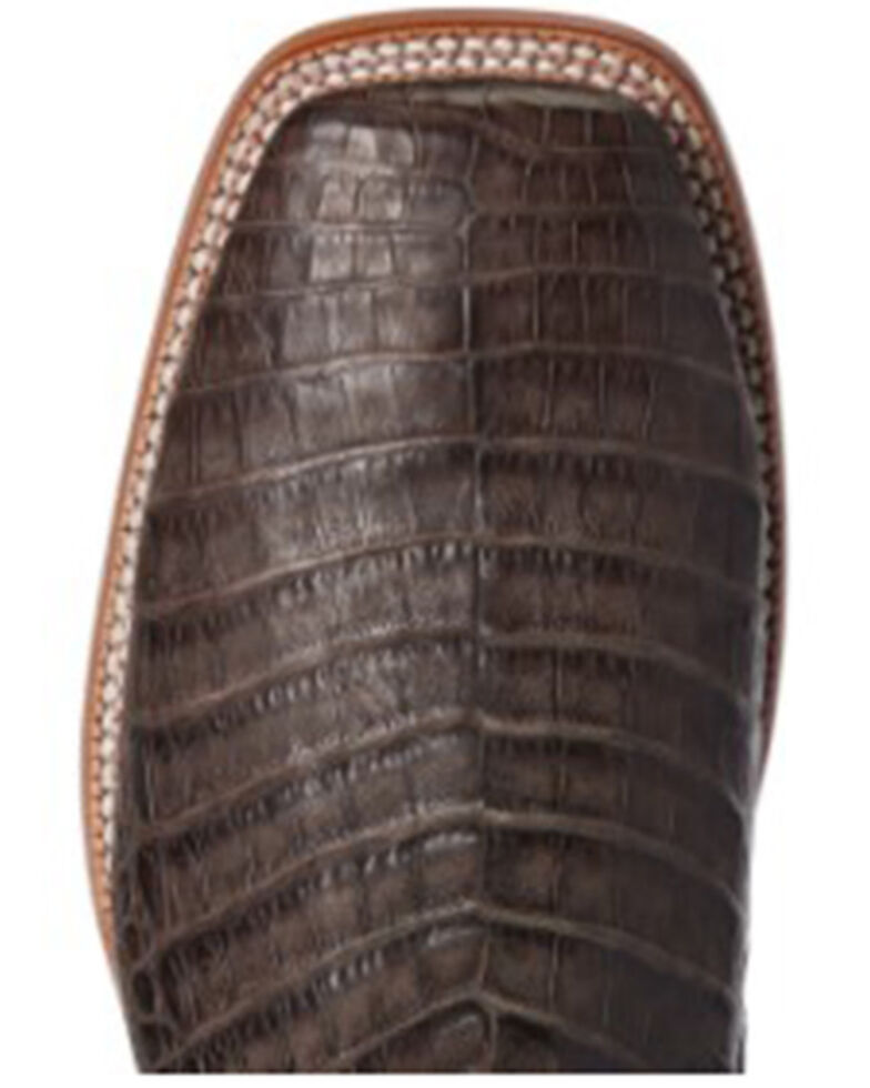 Ariat Men's Denton Exotic Caiman Belly Skin Western Boots - Broad Square Toe, Brown, hi-res