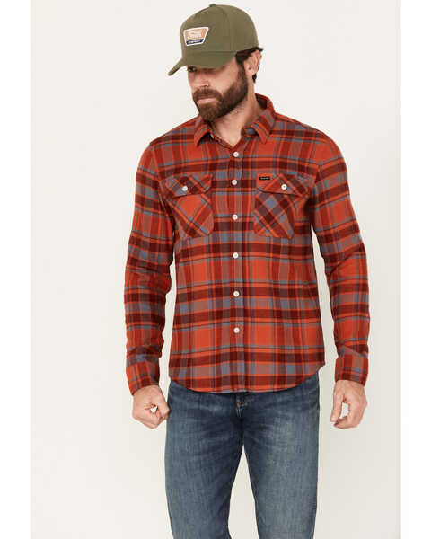 Image #1 - Brixton Men's Bowery Plaid Print Long Sleeve Button-Down Flannel Shirt, Red, hi-res