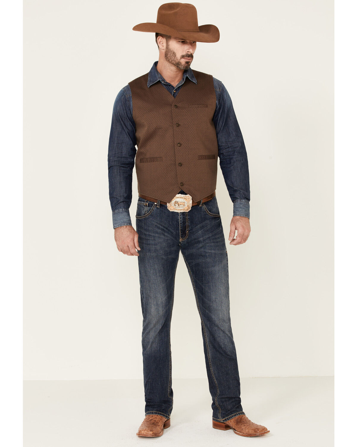 Image #2 - Moonshine Spirit Men's Seer Sucker Diamond Print Button Vest , , hi-res
