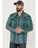 Image #1 - Moonshine Spirit Men's Marble Crackle Plaid Long Sleeve Snap Western Shirt , Navy, hi-res